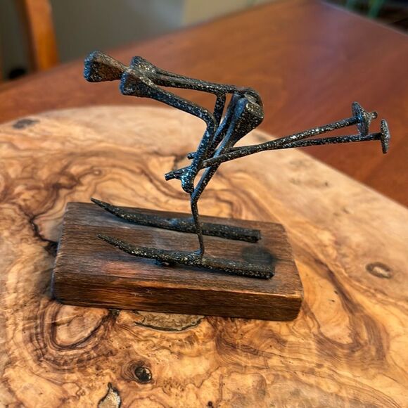 Brutalist Mid Century Nail Art Sculpture of Skier - Made in Spain - Picture 1 of 6